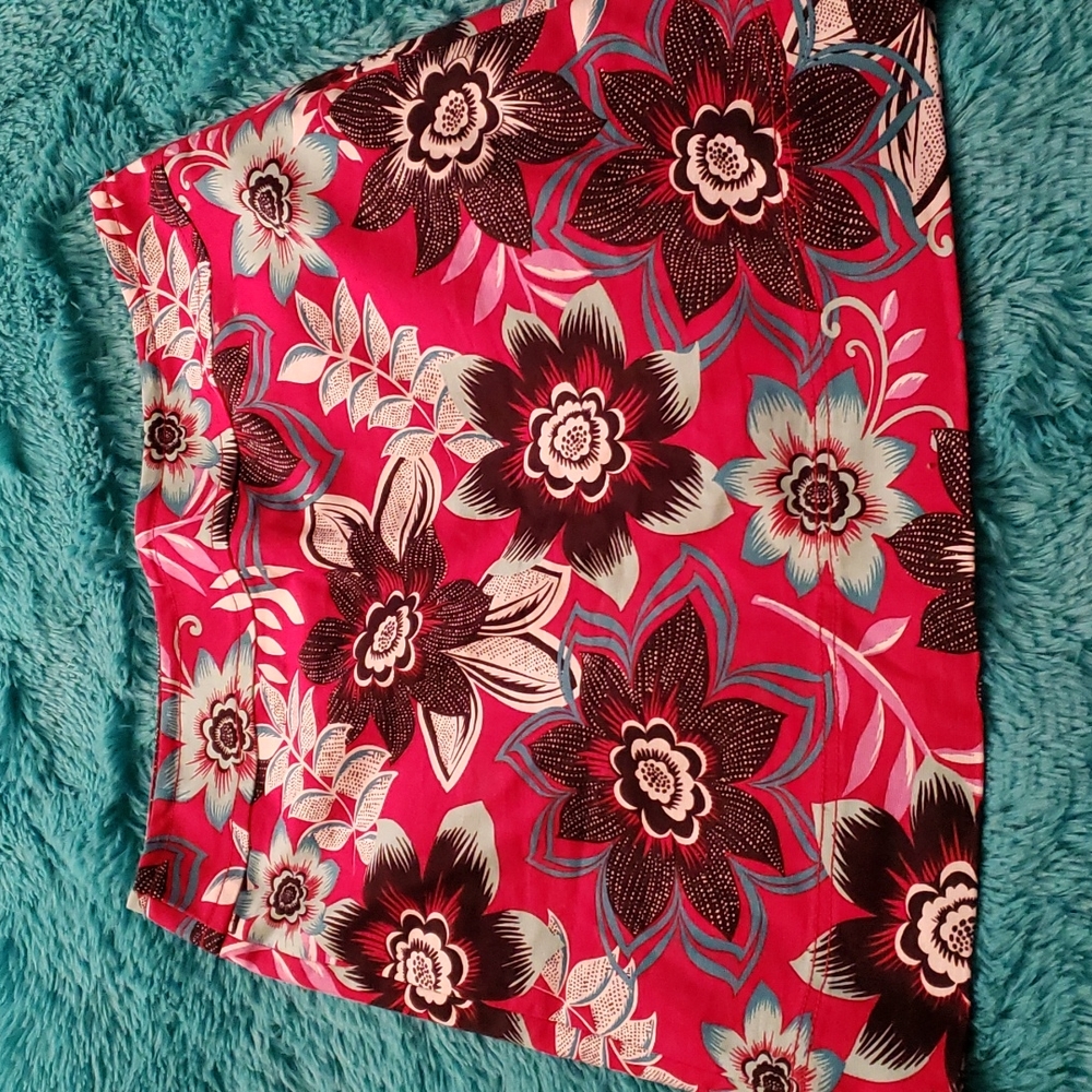Talbots Red Floral Print Skirt Size 8P